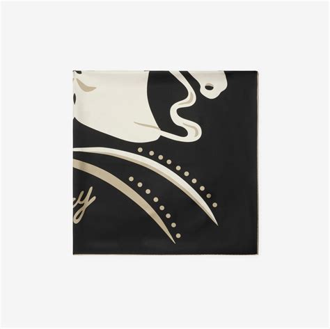 foulard burberry seta bianco e nero|Burberry Foulard Con Stampa .